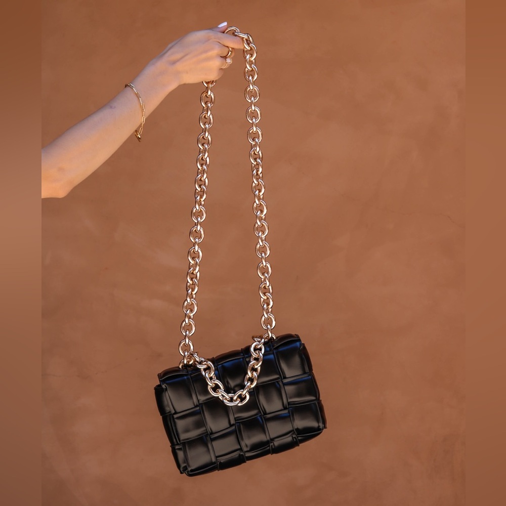 Vegan leather woven handbag w/ gold hardware (Bottega Veneta inspired style)